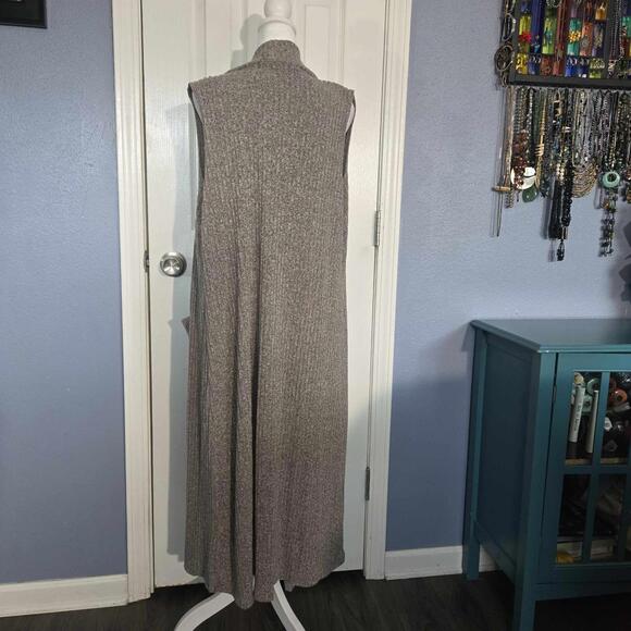 Belah & Codey Women L Green Heathered Sleeveless Duster Fall Transition Boho - Picture 7 of 8